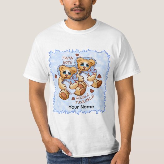 Tweeling Jongens Problemen T-shirt (Voorkant)