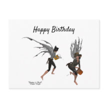 Tweeling Jongens Regen Feeën Verjaardagsansichtkaa