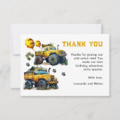 Tweeling Jongens Safari Jungle Monster Truck Verja Bedankkaart (Voorkant)