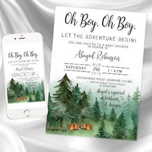 Tweeling Jongens Vos Bos Oh Jongen Baby Shower Kaart