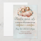 Tweeling jongetjes baby kaart (Voorkant / Achterkant)