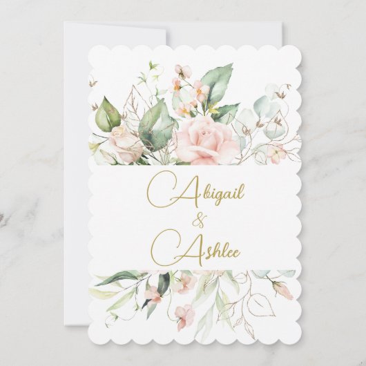 Tweeling Joods Meisje Baby Naming Waterverf Bloeme Kaart (Achterkant)