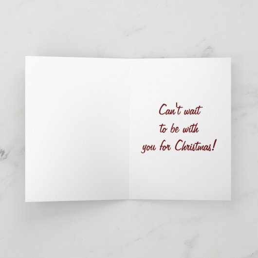 TWEELING KAN NIET WACHTEN OM JE TE ZIEN MET KERSTM FEESTDAGEN KAART (Binnen)