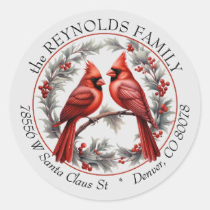 Tweeling Kardinaal Kerst Rond Retouradres Ronde Sticker