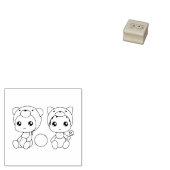 Tweeling Kat Beer Baby Jumpsuit 1x1 Rubberstempel (Gestempeld)