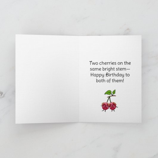 Tweeling kers meisjes kaart (Binnen)
