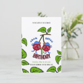 Tweeling kersen jongens kaart (Staand voorkant)