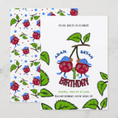 Tweeling kersen jongens kaart (Voorkant / Achterkant)