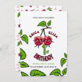 Tweeling kersen meisjes kaart (Voorkant / Achterkant)