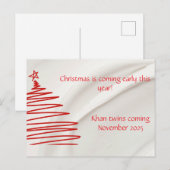 Tweeling Kerst Thema Zwangerschapsaankondiging Briefkaart (Voorkant / Achterkant)