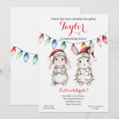 Tweeling Kerstverlichting Baby Shower Uitnodiging (Voorkant / Achterkant)