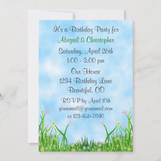 Tweeling Kittens en bloemen 1e verjaardag Kaart (Achterkant)