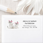 Tweeling Kitty Kat Verjaardagsfeest Etiket (Insitu)