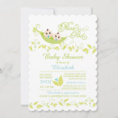 Tweeling Kleine Erwten Jongens Baby shower Uitnodi Kaart (Voorkant)