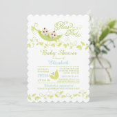 Tweeling Kleine Erwten Jongens Baby shower Uitnodi Kaart (Staand voorkant)