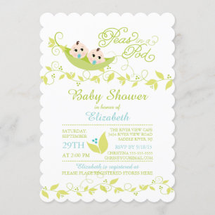 Tweeling Kleine Erwten Jongens Baby shower Uitnodi Kaart