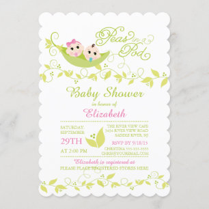 Tweeling Kleine Erwten Meisje Jongen Baby shower U Kaart