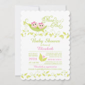 Tweeling Kleine Erwten Meisjes Baby shower Invitat Kaart (Voorkant)