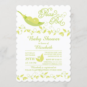 Tweeling Kleine Erwten Neutrale Baby shower Uitnod Kaart