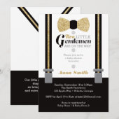 Tweeling Kleine Mannen Baby shower Uitnodigen, Fau Kaart (Voorkant / Achterkant)