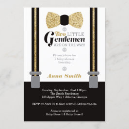 Tweeling Kleine Mannen Baby shower Uitnodigen, Fau Kaart