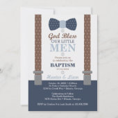 Tweeling Kleine Mannen Doopuitnodiging, Blauw, Bru Kaart (Voorkant)