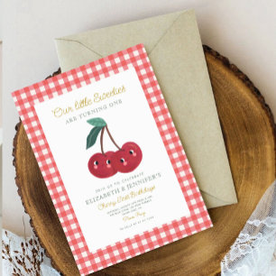 Tweeling kleine schatjes Cherry Eerste verjaardag  Kaart