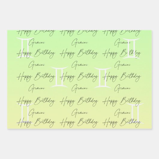 Tweeling Kleurstrologie Verjaardag Inpakpapier Vel (Voorkant)