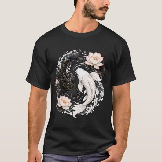 Tweeling Koi Vis, Yin-Yang Harmonie T-shirt (Voorkant)