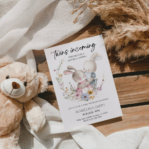 Tweeling Komende Baby Shower-Minimalistische Tweel Kaart