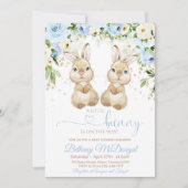 Tweeling konijnen baby shower kaart (Voorkant)