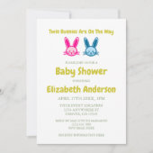 Tweeling Konijnen Op Weg Baby Shower Kaart (Voorkant)