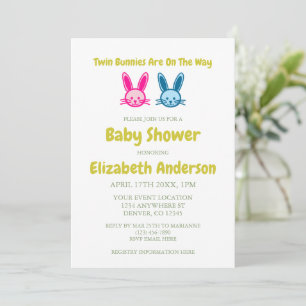 Tweeling Konijnen Op Weg Baby Shower Kaart