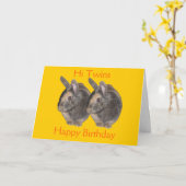Tweeling, konijnenfoto, verjaardagskaart kaart (Gele Bloem)