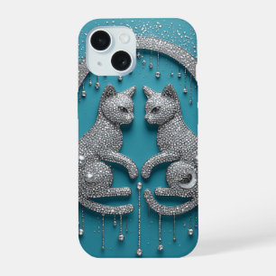Tweeling Kristal Katten ✨ Elegante Symmetrie Siera iPhone 15 Case