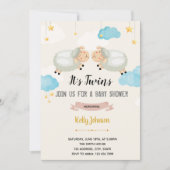 Tweeling lamsschaap douche uitnodiging (Voorkant)