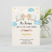 Tweeling lamsschaap douche uitnodiging (Staand voorkant)