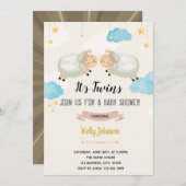 Tweeling lamsschaap douche uitnodiging (Voorkant / Achterkant)