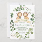 Tweeling Leeuw Cubs Verjaardag Uitnodigen Kaart (Voorkant)