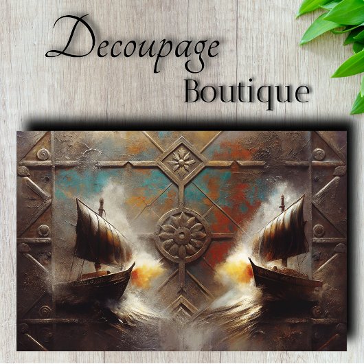 Tweeling Longships Metaalbewerking Decoupage Tissuepapier