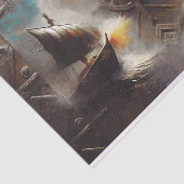 Tweeling Longships Metaalbewerking Decoupage Tissuepapier (Detail)