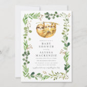 Tweeling Luiaard Baby Shower Uitnodiging (Voorkant)