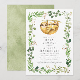 Tweeling Luiaard Baby Shower Uitnodiging