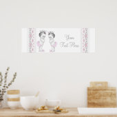 Tweeling Meisje Baby Shower Banner Poster (Keuken)