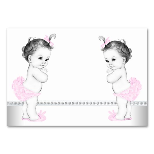 Tweeling Meisje Baby Shower Kaart (Voorkant)