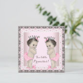 Tweeling Meisje Baby Shower Kaart (Staand voorkant)