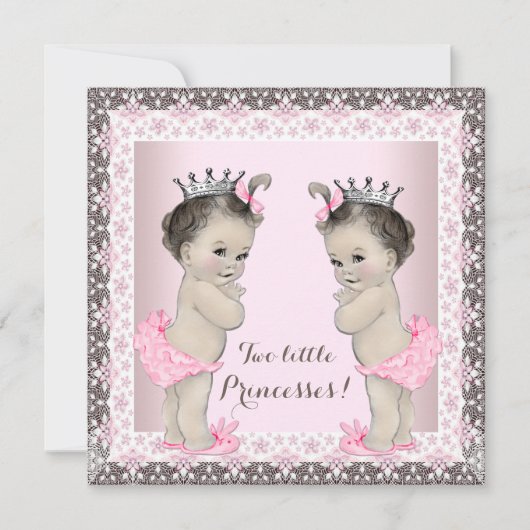 Tweeling Meisje Baby Shower Kaart (Voorkant)