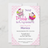 Tweeling Meisje Baby Shower Uitnodiging (Voorkant)
