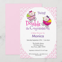 Tweeling Meisje Baby Shower Uitnodiging