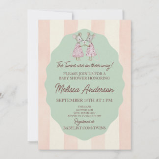Tweeling Meisje Baby Shower Uitnodiging